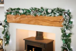 WeRChristmas Pre-Lit Decorated Garland, Silver Ice, 9 Ft^ Snow Flocked Garlands|Decorated Garlands