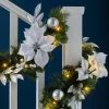 WeRChristmas Pre-Lit Decorated Garland, Silver/White, 9 Ft^ Decorated Garlands|Pre Lit Garlands