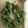 WeRChristmas Pre-Lit Decorated Wreath, Berries & Eucalyptuses, 60 Cm^ Decorated Wreaths|Pre Lit Wreaths