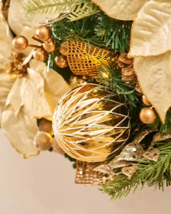 WeRChristmas Pre-Lit Decorated Wreath, Cream/Gold, 60 Cm^ Decorated Wreaths|Pre Lit Wreaths