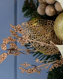 WeRChristmas Pre-Lit Decorated Wreath, Cream/Gold, 60 Cm^ Decorated Wreaths|Pre Lit Wreaths
