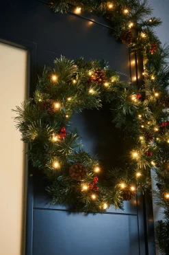 WeRChristmas Pre-Lit Decorative Christmas Trees, Wreath & Garland Bundle^ Tree Silhouettes|Decorated Wreaths