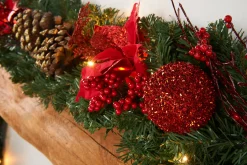 WeRChristmas Pre-Lit Extra Thick Decorated Garland, Red/Gold, 9 Ft^ Decorated Garlands|Pre Lit Garlands