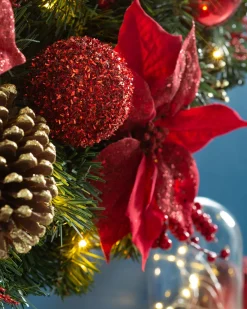 WeRChristmas Pre-Lit Extra Thick Decorated Wreath, Red/Gold, 76 Cm^ Decorated Wreaths|Pre Lit Wreaths