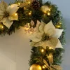 WeRChristmas Pre-Lit Extra Thick Garland, Static, Cream/Gold, 9 Ft^ Decorated Garlands|Pre Lit Garlands