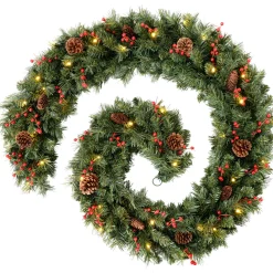 WeRChristmas Pre-Lit Extra Thick Garland, 9 Ft^ Decorated Garlands|Pre Lit Garlands
