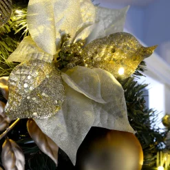 WeRChristmas Pre-Lit Extra Thick Garland, Cream/Gold, 9 Ft^ Decorated Garlands|Pre Lit Garlands