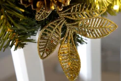 WeRChristmas Pre-Lit Extra Thick Garland, Cream/Gold, 9 Ft^ Decorated Garlands|Pre Lit Garlands