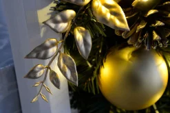 WeRChristmas Pre-Lit Extra Thick Garland, Cream/Gold, 9 Ft^ Decorated Garlands|Pre Lit Garlands