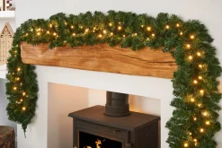 WeRChristmas Pre-Lit Extra Thick Multi-Functional Pine Garland, 9 Ft^ Pre Lit Garlands