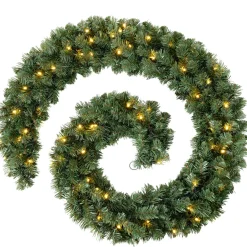 WeRChristmas Pre-Lit Extra Thick Multi-Functional Pine Garland, 9 Ft^ Pre Lit Garlands