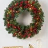 WeRChristmas Pre-Lit Extra Thick Wreath, Pinecones & Berries, 76 Cm^ Decorated Wreaths|Pre Lit Wreaths