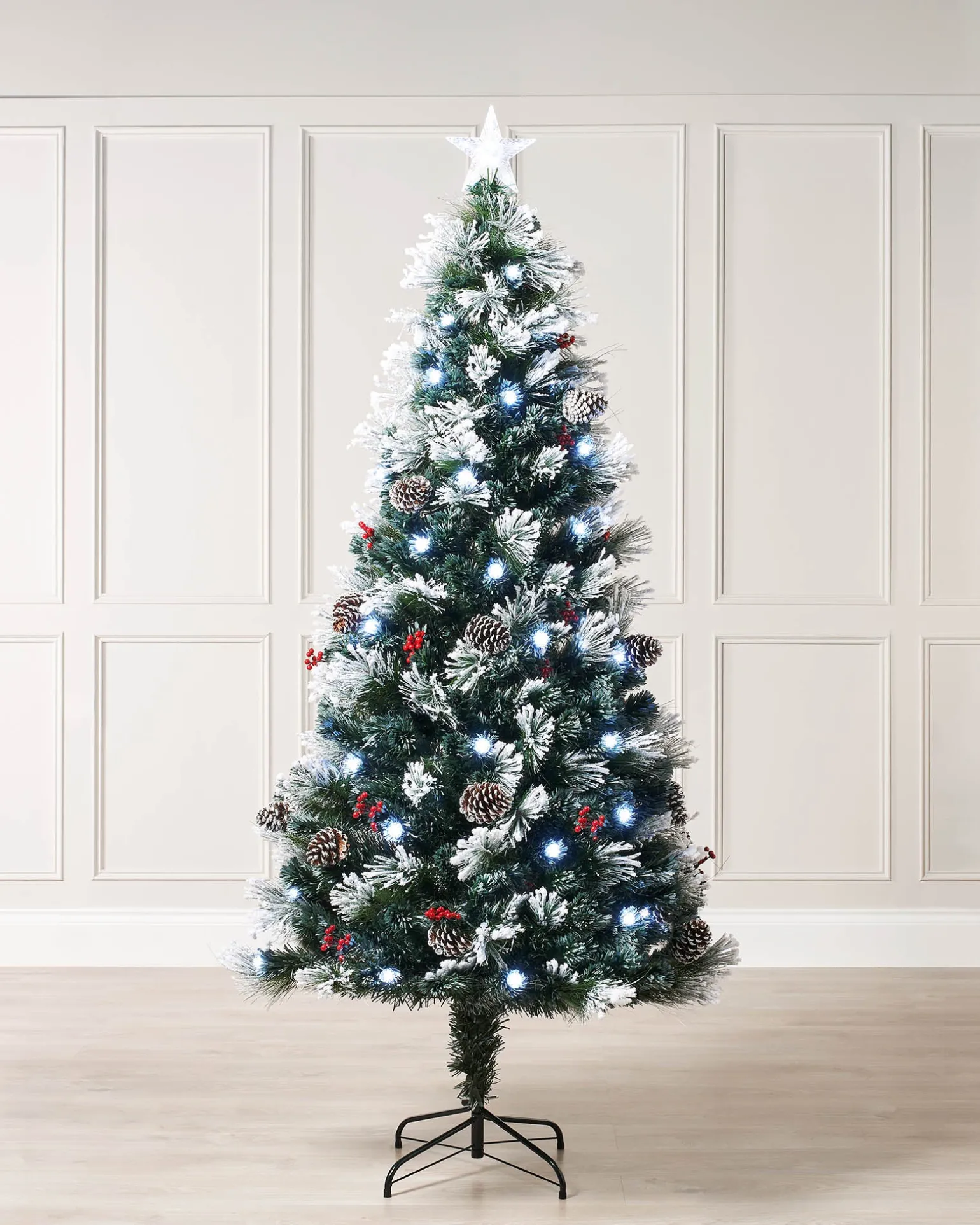 WeRChristmas Pre-Lit Fibre Optic Frosted Christmas Tree With Tree Topper, 5 Ft^ Budget Christmas Trees|Fibre Optic Christmas Trees