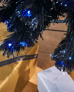 WeRChristmas Pre-Lit Fibre Optic Slim Black Christmas Tree, 5 Ft^ Budget Christmas Trees|Fibre Optic Christmas Trees
