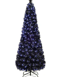 WeRChristmas Pre-Lit Fibre Optic Slim Black Christmas Tree, 5 Ft^ Budget Christmas Trees|Fibre Optic Christmas Trees