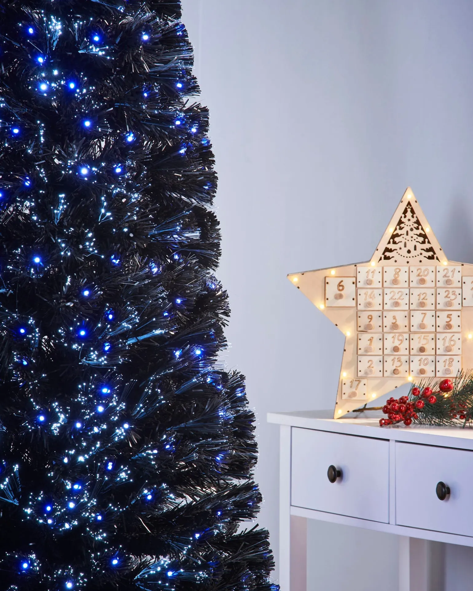 WeRChristmas Pre-Lit Fibre Optic Slim Black Christmas Tree, 6 Ft^ Budget Christmas Trees|Fibre Optic Christmas Trees