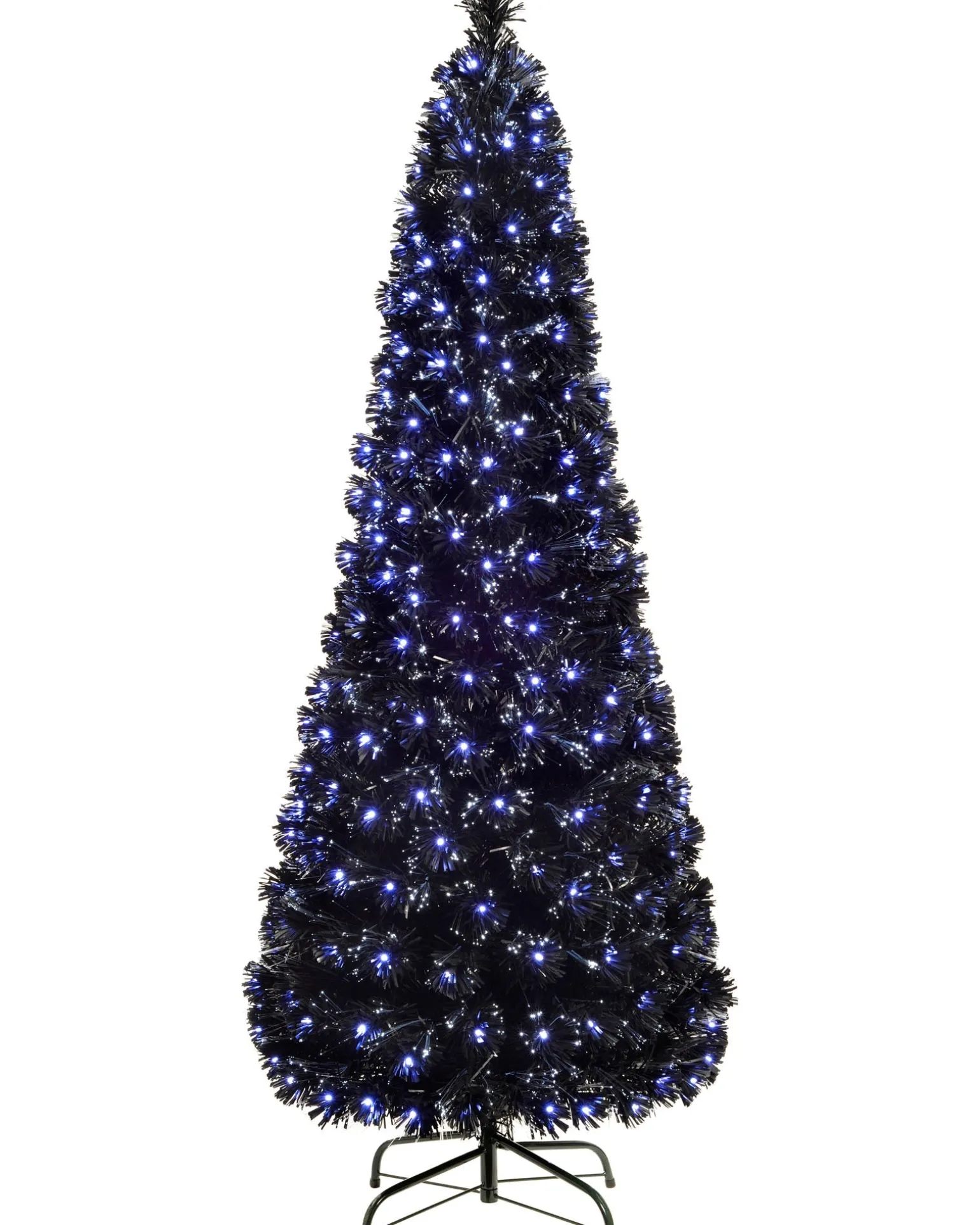 WeRChristmas Pre-Lit Fibre Optic Slim Black Christmas Tree, 7 Ft^ Budget Christmas Trees|Fibre Optic Christmas Trees