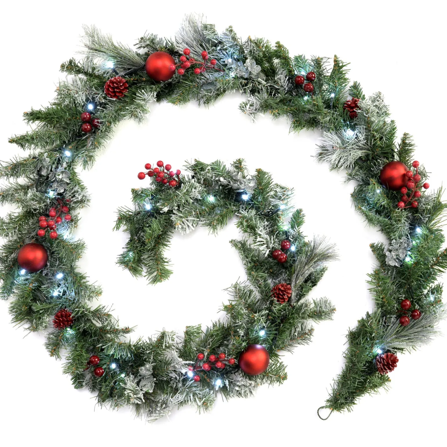 WeRChristmas Pre-Lit Frosted Decorated Garland, 9 Ft^ Snow Flocked Garlands|Decorated Garlands