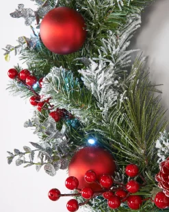 WeRChristmas Pre-Lit Frosted Decorated Wreath, 60 Cm^ Decorated Wreaths|Pre Lit Wreaths
