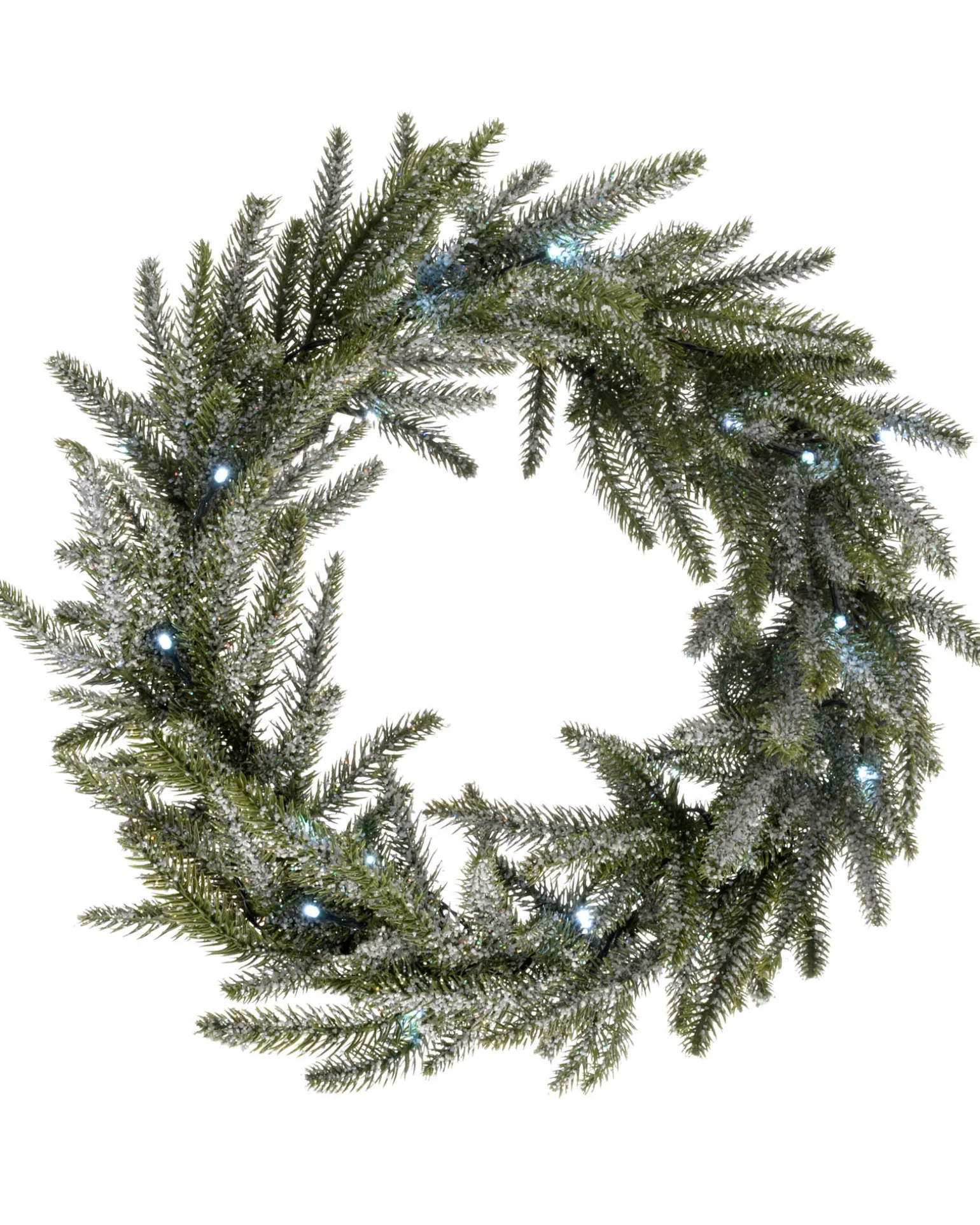 WeRChristmas Pre-Lit Frosted Fir Wreath, 50 Cm^ Plain Wreaths|Pre Lit Wreaths