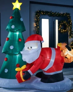 WeRChristmas Pre-Lit Inflatable Christmas Tree With Santa & Dog, 7 Ft^ Christmas Characters|Inflatables