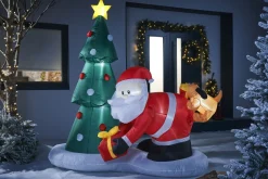 WeRChristmas Pre-Lit Inflatable Christmas Tree With Santa & Dog, 7 Ft^ Christmas Characters|Inflatables