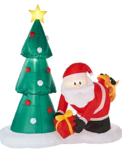 WeRChristmas Pre-Lit Inflatable Christmas Tree With Santa & Dog, 7 Ft^ Christmas Characters|Inflatables