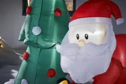 WeRChristmas Pre-Lit Inflatable Christmas Tree With Santa & Dog, 7 Ft^ Christmas Characters|Inflatables