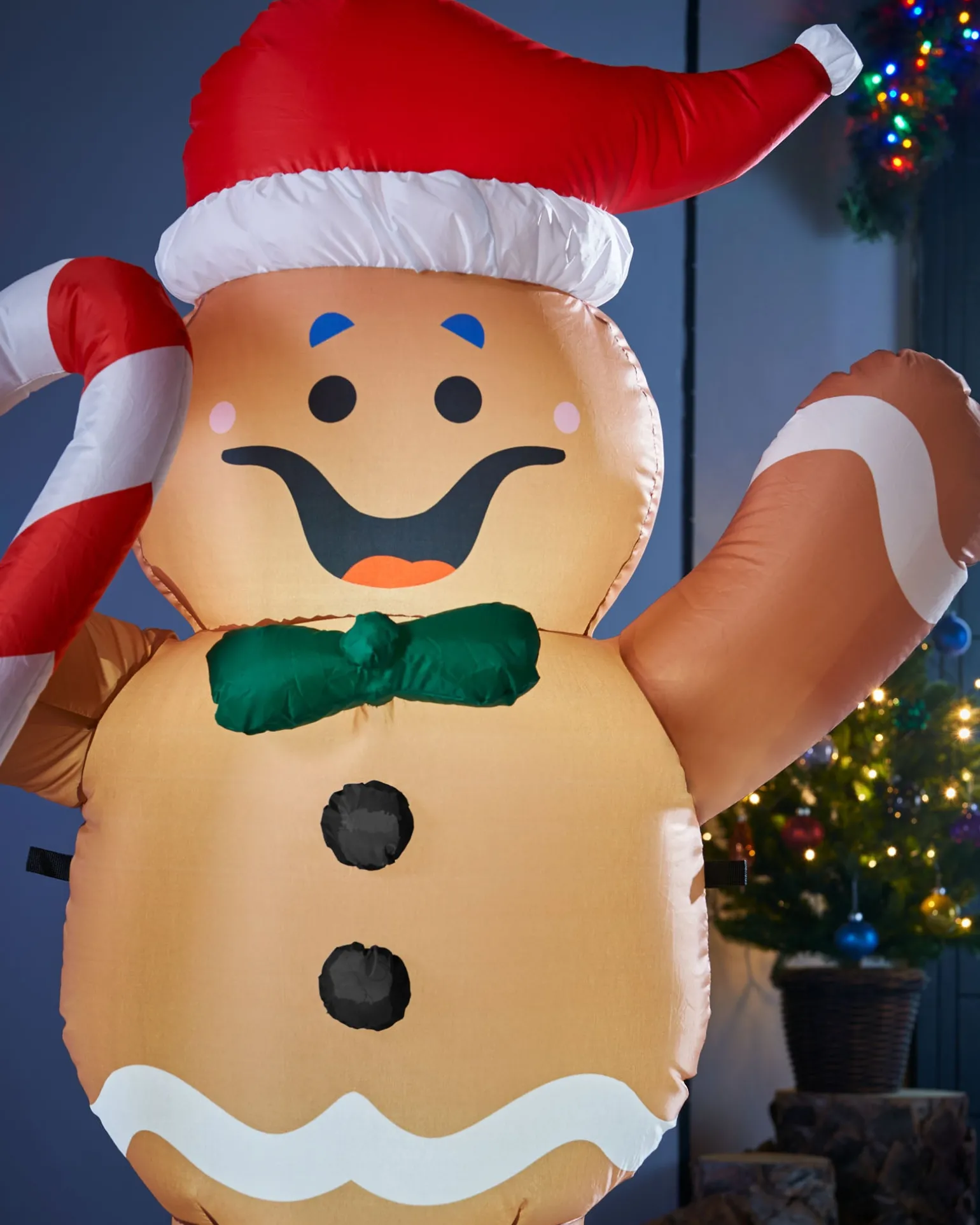 WeRChristmas Pre-Lit Inflatable Gingerbread Man With Candy Cane, 5 Ft^ Inflatables