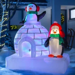 WeRChristmas Pre-Lit Inflatable Penguin Family And Igloo, 5 Ft^ Inflatables