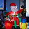 WeRChristmas Pre-Lit Inflatable Santa With Present Stack, 5 Ft^ Inflatables