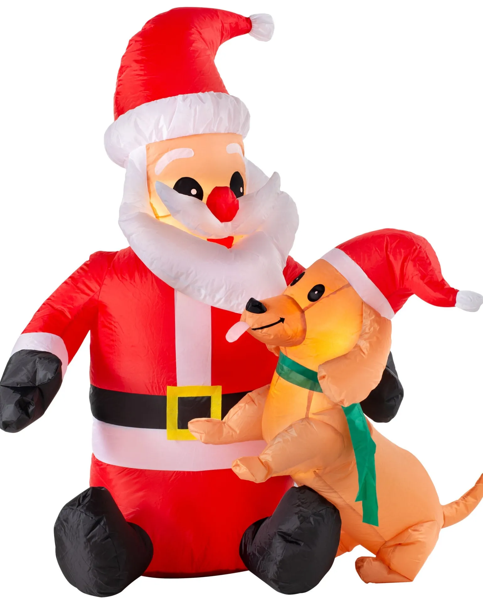 WeRChristmas Pre-Lit Inflatable Santa With Dog, 4 Ft^ Inflatables