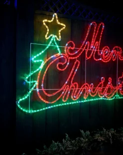 WeRChristmas Pre-Lit Merry Christmas Rope Light Silhouette, 2 M^ Festive Star, Snowflake & Sign Lights
