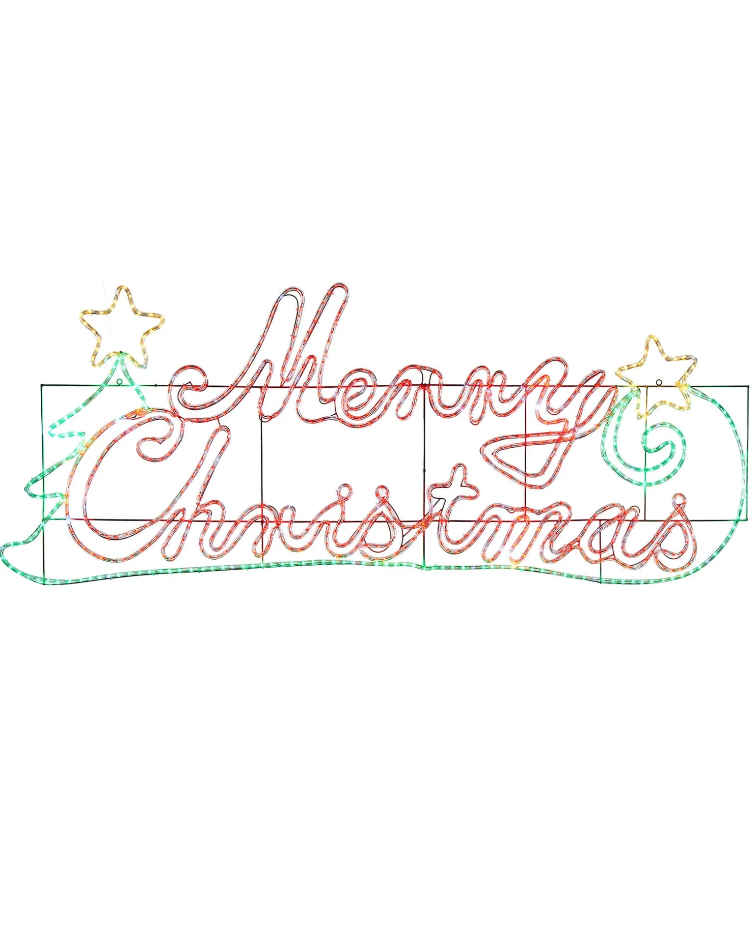 WeRChristmas Pre-Lit Merry Christmas Rope Light Silhouette, 2 M^ Festive Star, Snowflake & Sign Lights