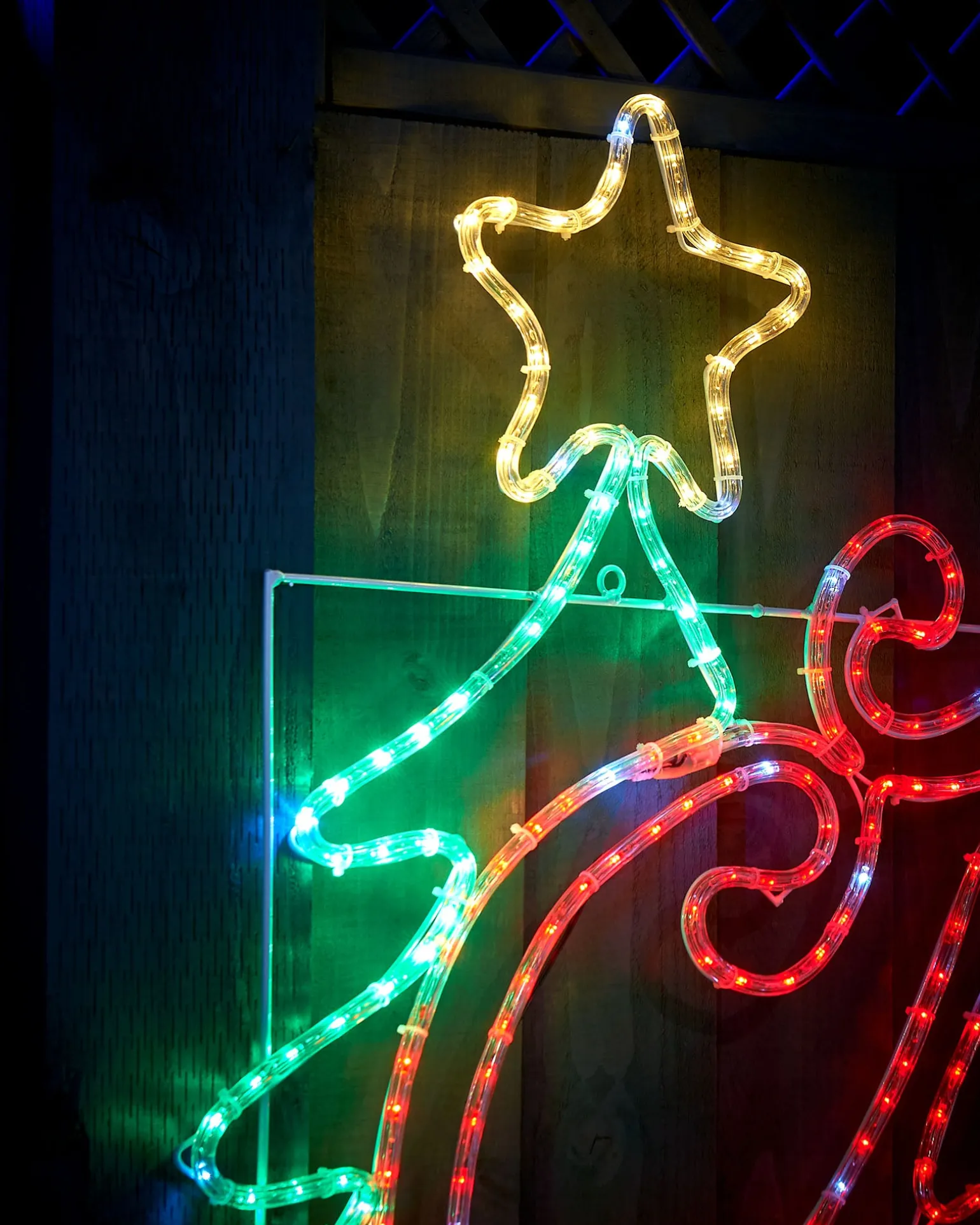 WeRChristmas Pre-Lit Merry Christmas Rope Light Silhouette, 2 M^ Festive Star, Snowflake & Sign Lights