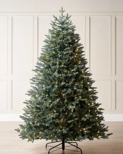 WeRChristmas Pre-Lit Mixed Pine Blue Christmas Tree, Dual LED Warm White, 7 Ft^ Pre Lit Christmas Trees