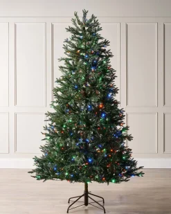 WeRChristmas Pre-Lit Mixed Pine Natural Bark Christmas Tree, 7 Ft^ Pre Lit Christmas Trees