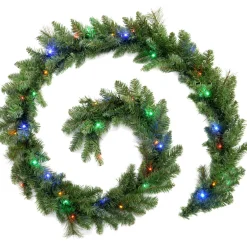 WeRChristmas Pre-Lit Multi-Coloured LEDs Garland, 9 Ft^ Decorated Garlands|Pre Lit Garlands