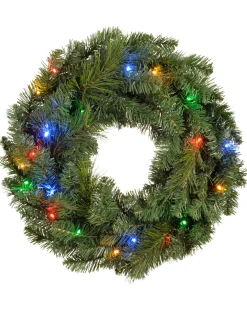 WeRChristmas Pre-Lit Multi-Coloured LEDs Wreath, 60 Cm^ Plain Wreaths|Pre Lit Wreaths