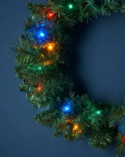 WeRChristmas Pre-Lit Multi-Coloured LEDs Wreath, 60 Cm^ Plain Wreaths|Pre Lit Wreaths