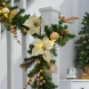 WeRChristmas Pre-Lit Multi-Function Decorated Garland, Cream/Gold, 9 Ft^ Decorated Garlands|Pre Lit Garlands