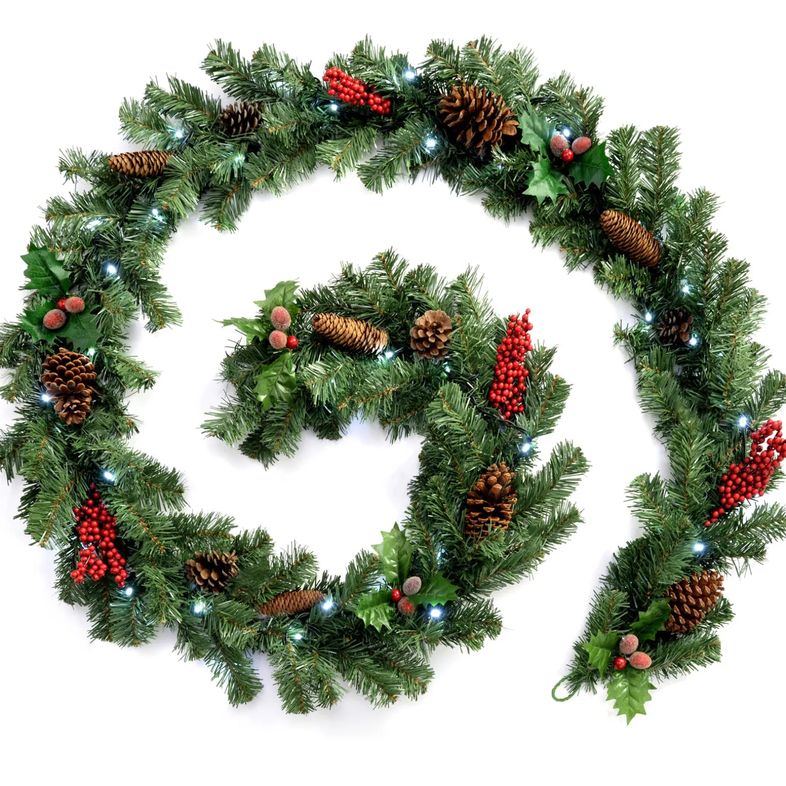 WeRChristmas Pre-Lit Natural Decorated Garland, Pinecones & Berries, 9 Ft^ Decorated Garlands|Pre Lit Garlands