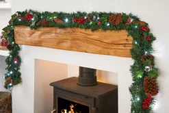 WeRChristmas Pre-Lit Natural Decorated Garland, Pinecones & Berries, 9 Ft^ Decorated Garlands|Pre Lit Garlands