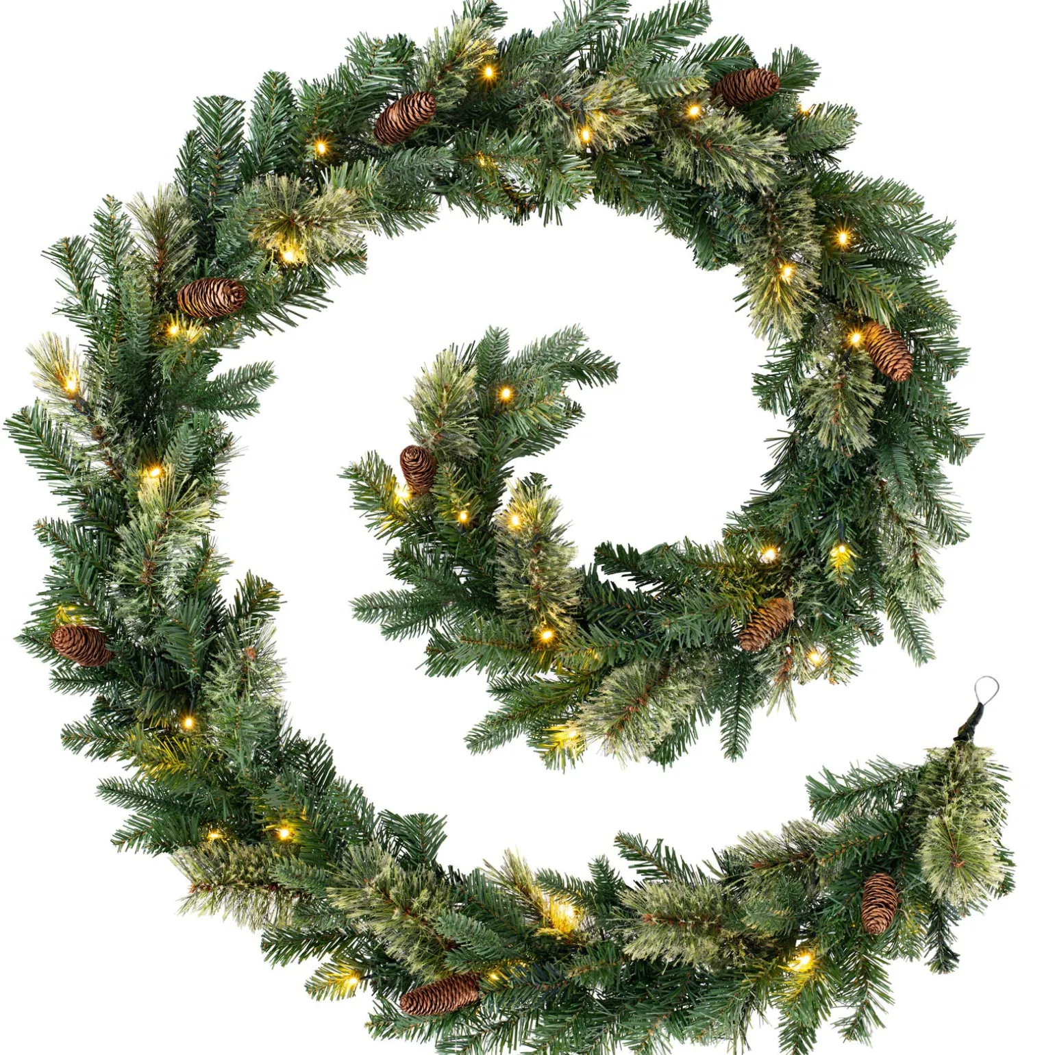 WeRChristmas Pre-Lit Natural Pine Garland, 9 Ft^ Pre Lit Garlands