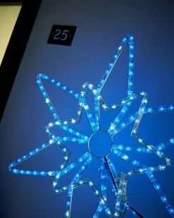 WeRChristmas Pre-Lit Northern Star Rope Light Silhouette, Blue/White, 64 Cm^ Festive Star, Snowflake & Sign Lights