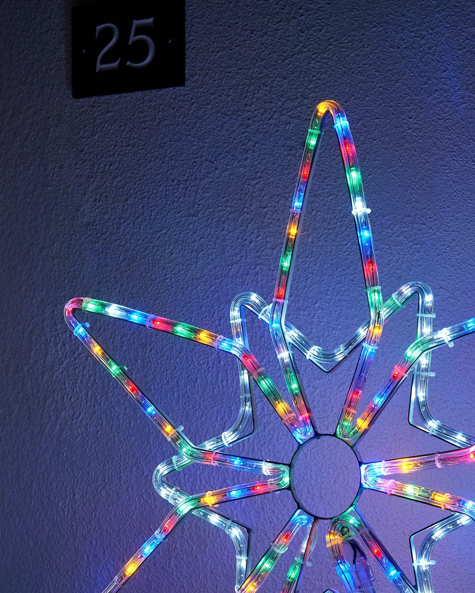 WeRChristmas Pre-Lit Northern Star Rope Light Silhouette, Multi-Colour, 64 Cm^ Festive Star, Snowflake & Sign Lights
