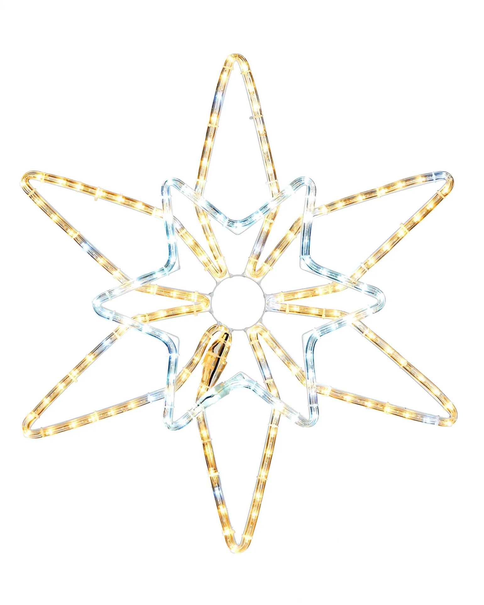 WeRChristmas Pre-Lit Northern Star Rope Light Silhouette, Warm/Bright White, 64 Cm^ Festive Star, Snowflake & Sign Lights
