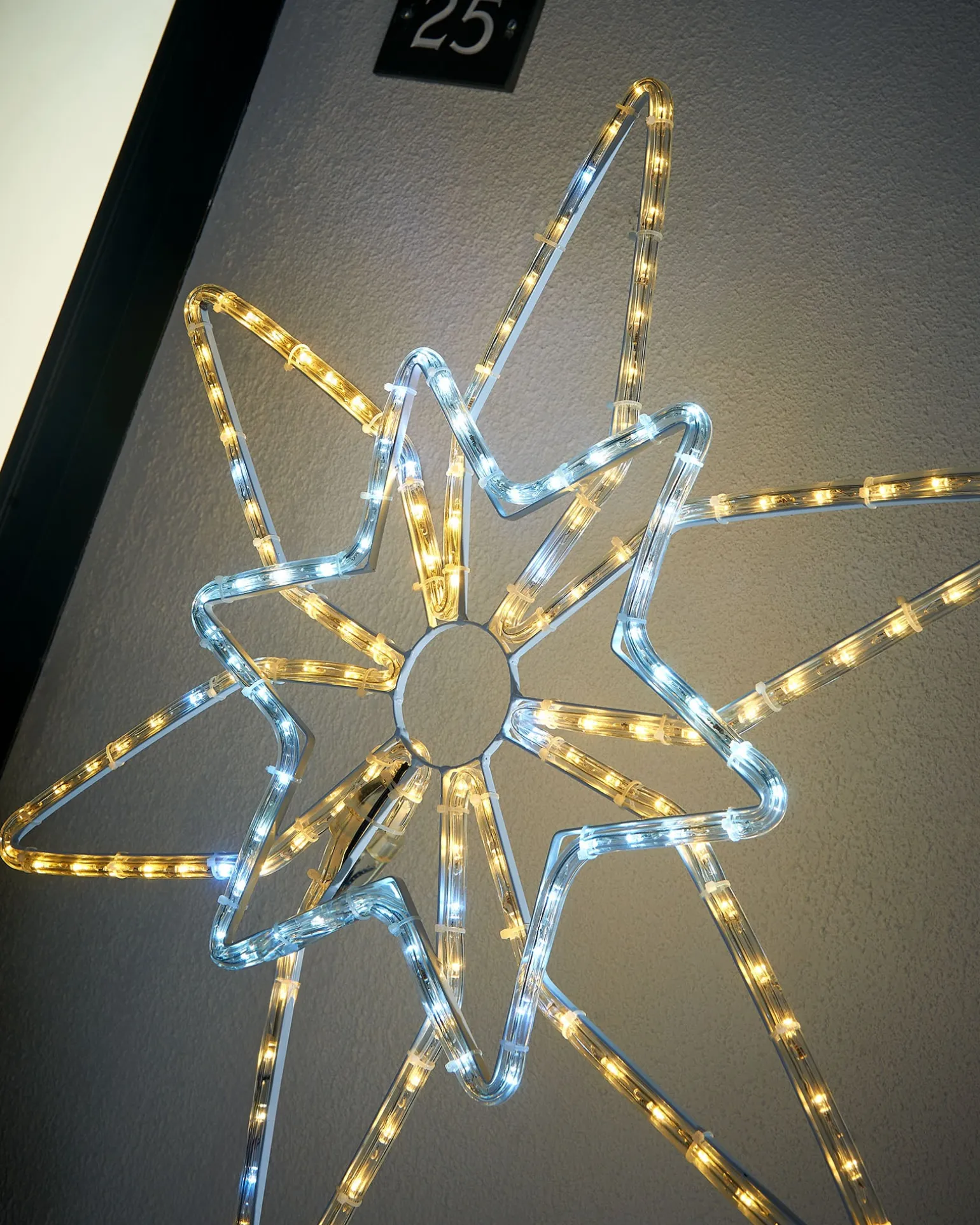 WeRChristmas Pre-Lit Northern Star Rope Light Silhouette, Warm/Bright White, 64 Cm^ Festive Star, Snowflake & Sign Lights