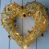 WeRChristmas Pre-Lit Rattan Heart Wreath, 33 Cm^ Novelty|Pre Lit Wreaths