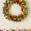 WeRChristmas Pre-Lit Red Berry Mixed Tip Wreath, 76 Cm^ Decorated Wreaths|Pre Lit Wreaths